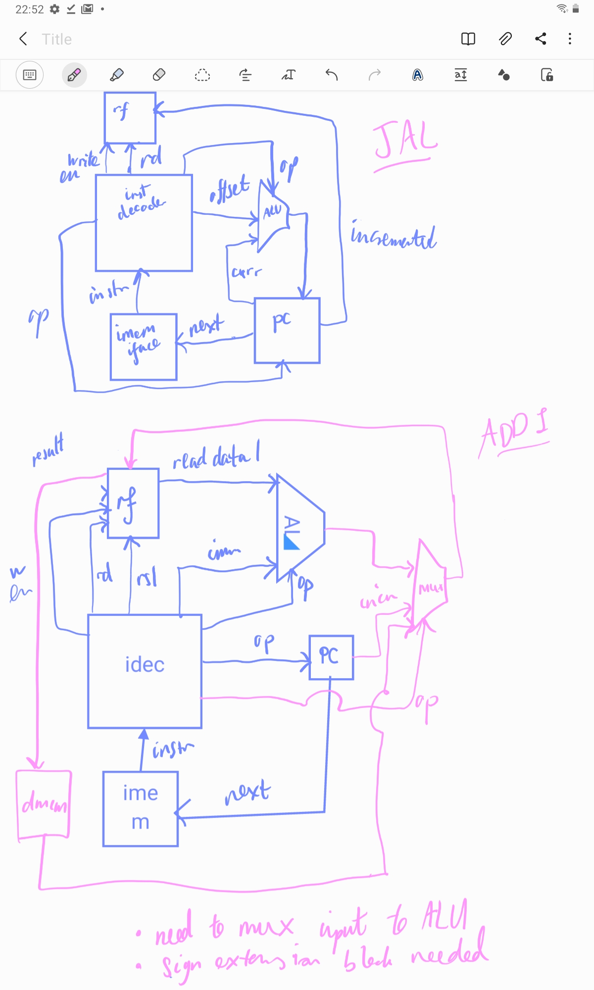 A screenshot of my first CPU design sketch sketch